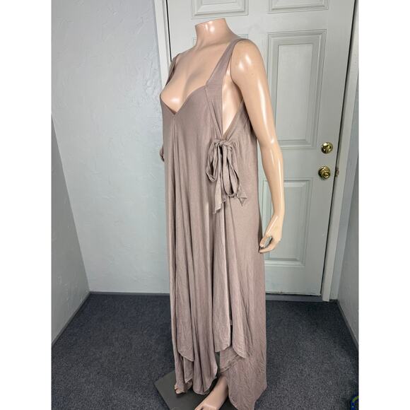 NEW Free people Beach Women's Dress M/L Rayon Tie Boho Maxi Asymmetrical RR11 - Picture 2 of 6